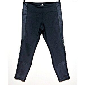 womens Leggings XXL stretch knit black two-tone Free 2 B By free Country mesh